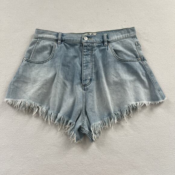 We The Free People Light Wash Cutoff Raw Hem Button Fly Denim Jean Shorts 30 - Picture 1 of 8